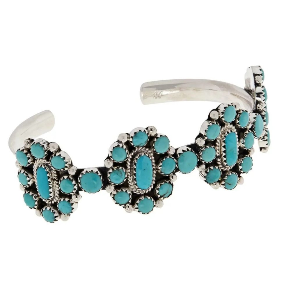 Chaco Canyon Sterling Silver Kingman Turquoise Multi-Stone Cuff Bracelet, 6 1/4"